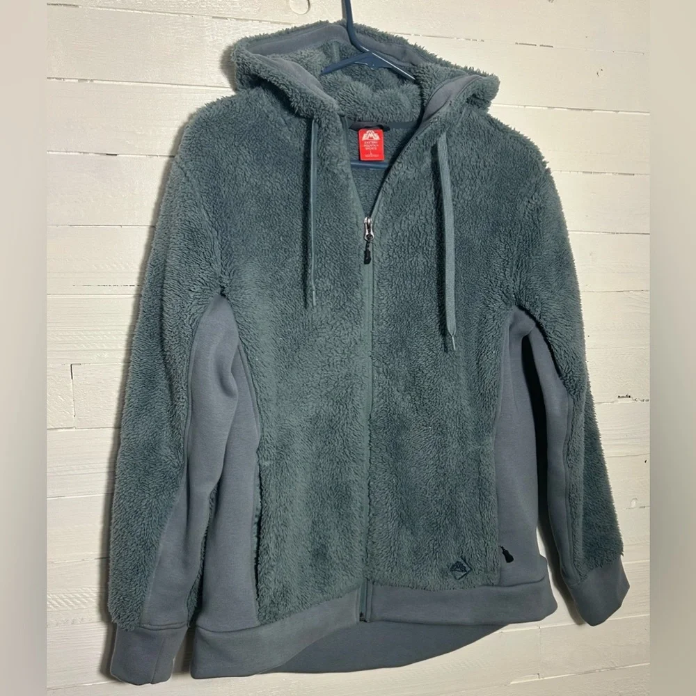 Eastern Mountain Sports (EMS), teal green zip up jacket, women’s size large.